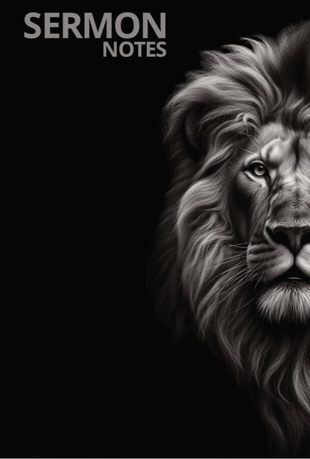 Sermon Notes Journal for Men Cover of a Sermon Notes Journal for Men. The cover has a brown cross image in the center and the background is a brown faux leather print.