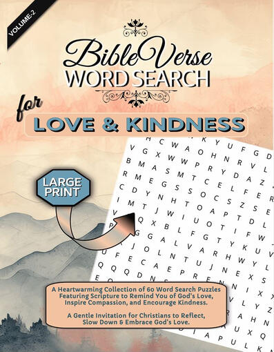 Bible Verse Word Search for Love & Kindness Cover of a word search book called "Bible Verse Word Search for Love & Kindness".